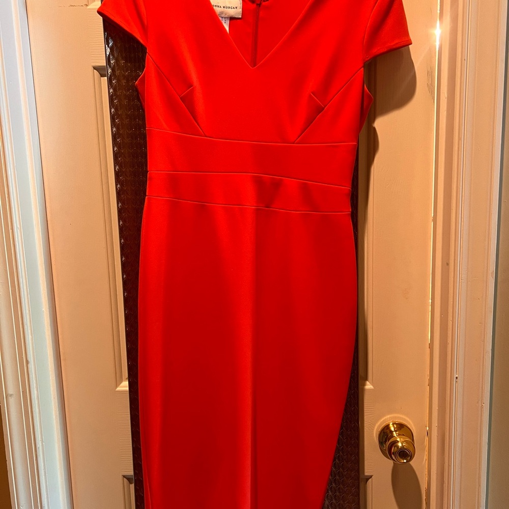 Donna Morgan orange Pleated Wrap Midi Dress